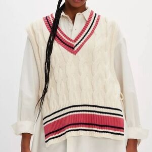 Free People V-Neck Cable Knit Sweater Vest